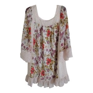 Jovovich-Hawk for Target floral polka dot multicolor ruffle dress size Medium